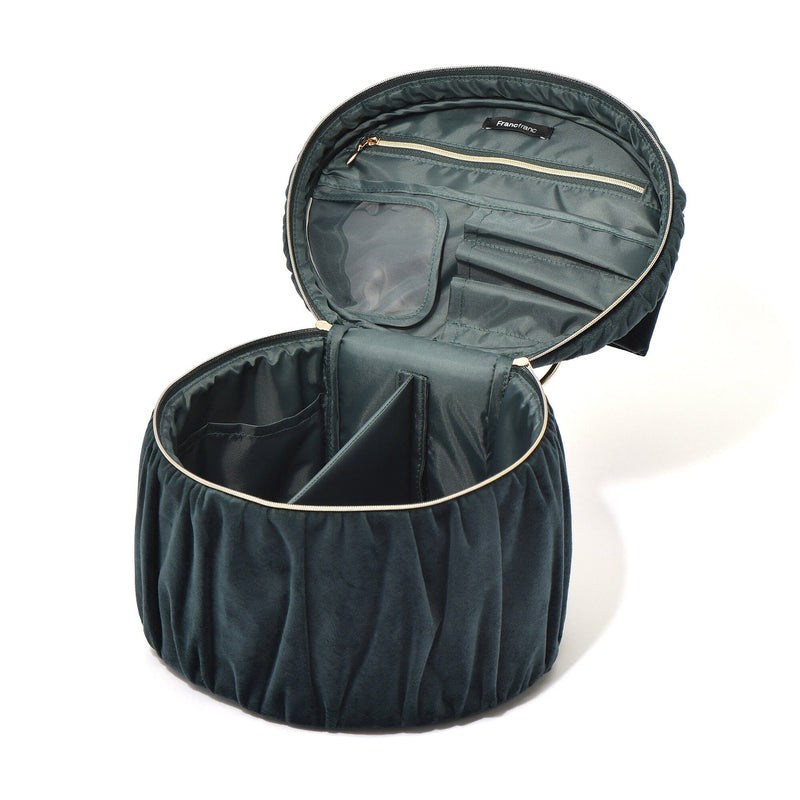 Velour Ribbon Vanity Pouch Large Green