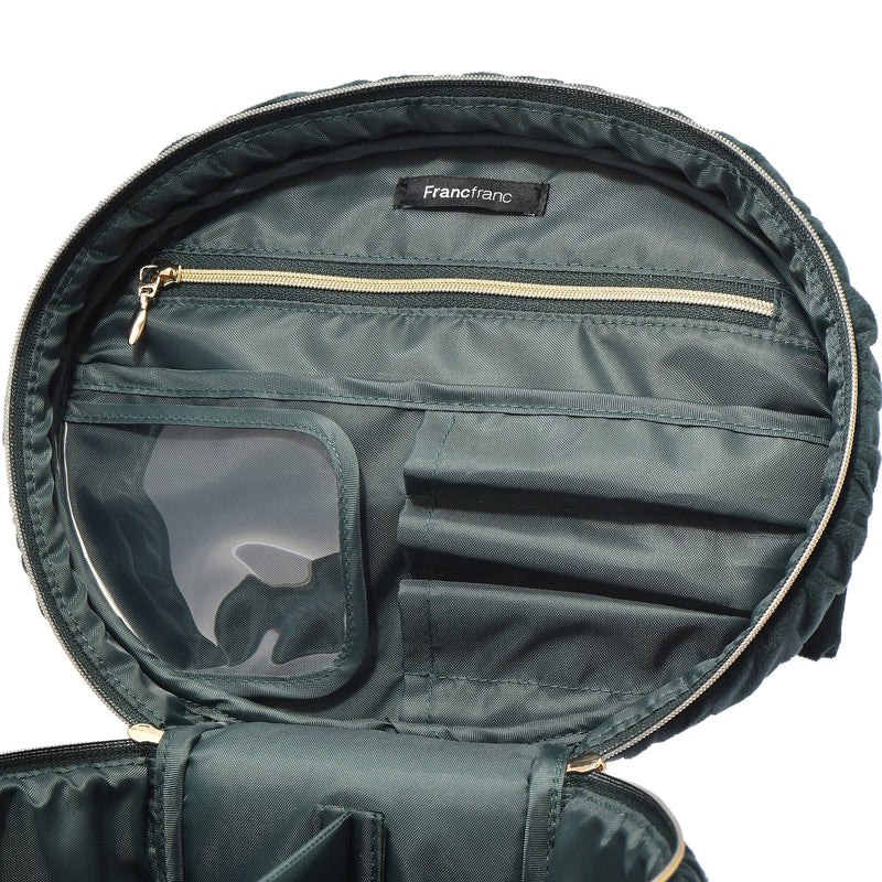 Velour Ribbon Vanity Pouch Large Green