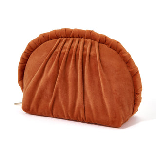 Velour Pleat Pouch Small Orange