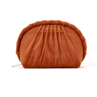Velour Pleat Pouch Small Orange