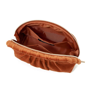 Velour Pleat Pouch Small Orange