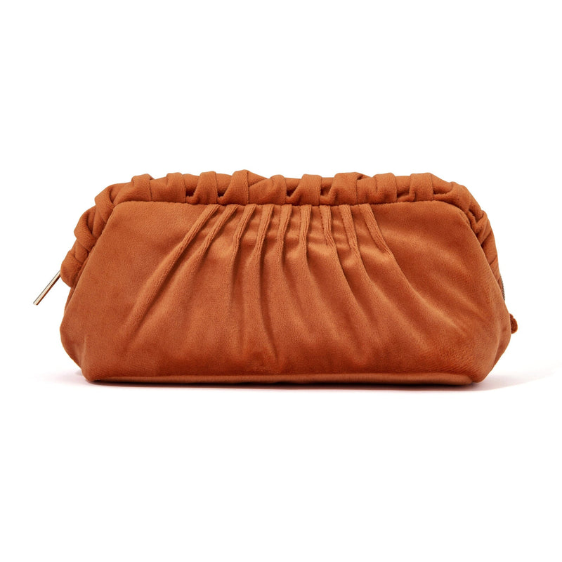 Velour Pleat Wire Pouch Orange