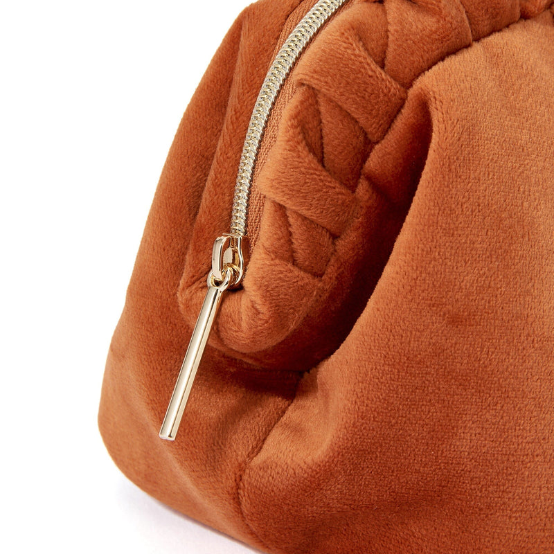 Velour Pleat Wire Pouch Orange
