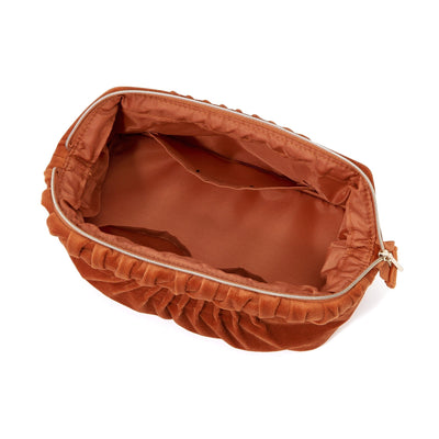 Velour Pleat Wire Pouch Orange