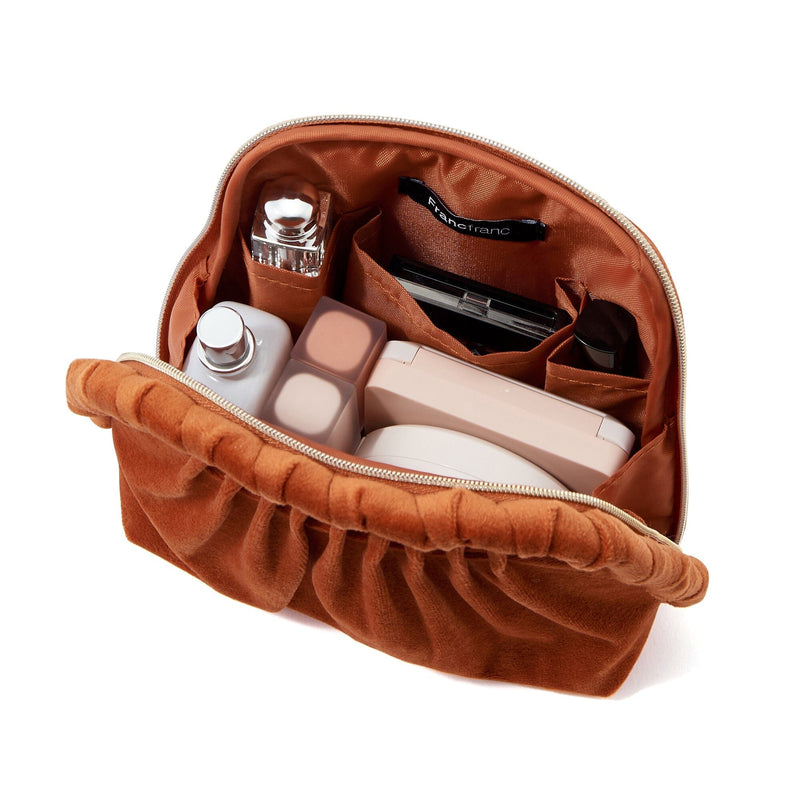 Velour Pleat Stand Pouch Orange