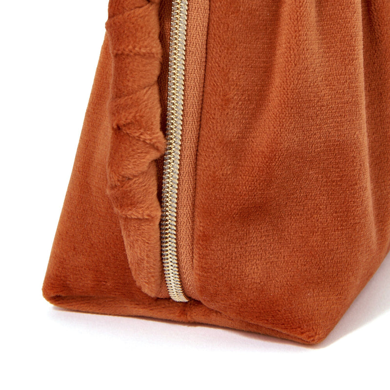 Velour Pleat Stand Pouch Orange