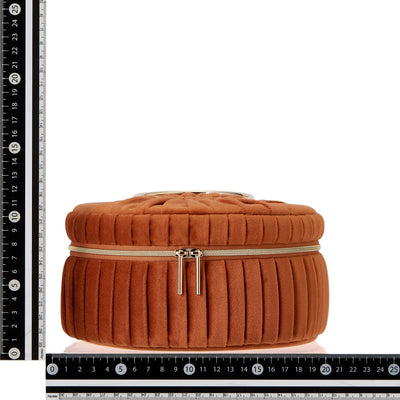 Velour Pleat Vanity Pouch Small Orange