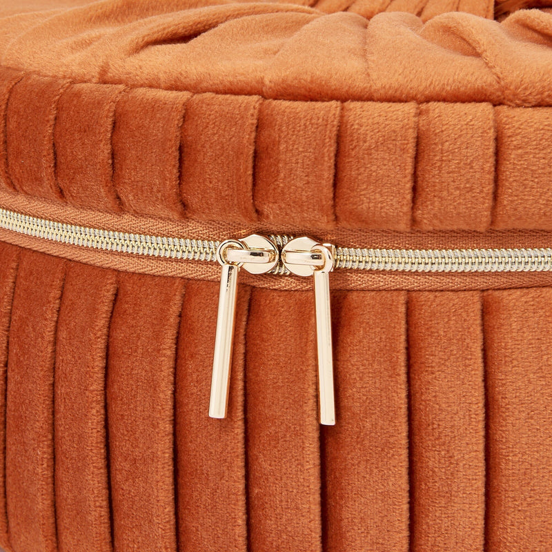 Velour Pleat Vanity Pouch Small Orange
