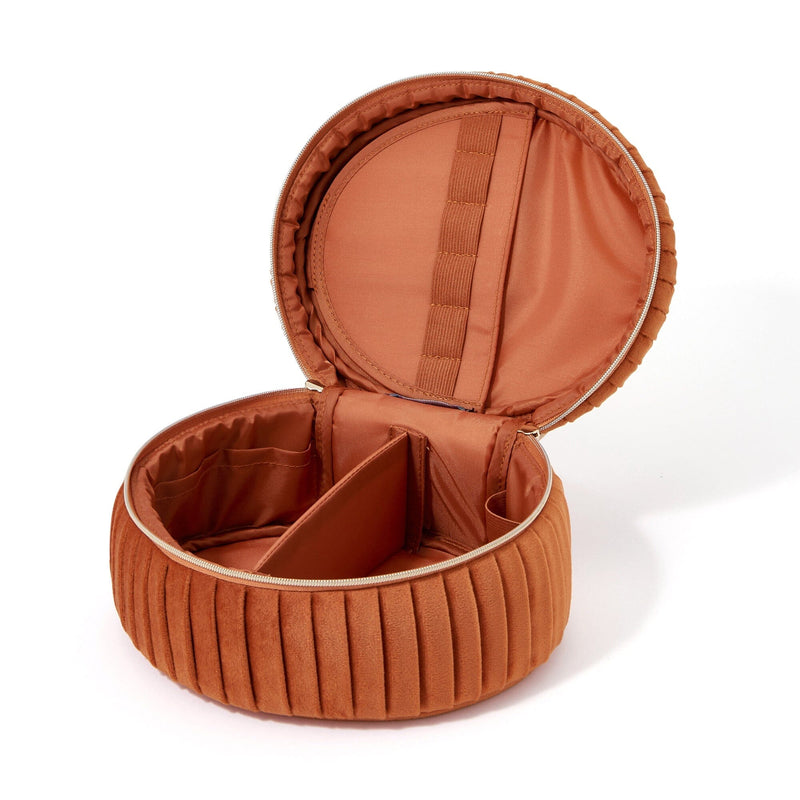 Velour Pleat Vanity Pouch Small Orange