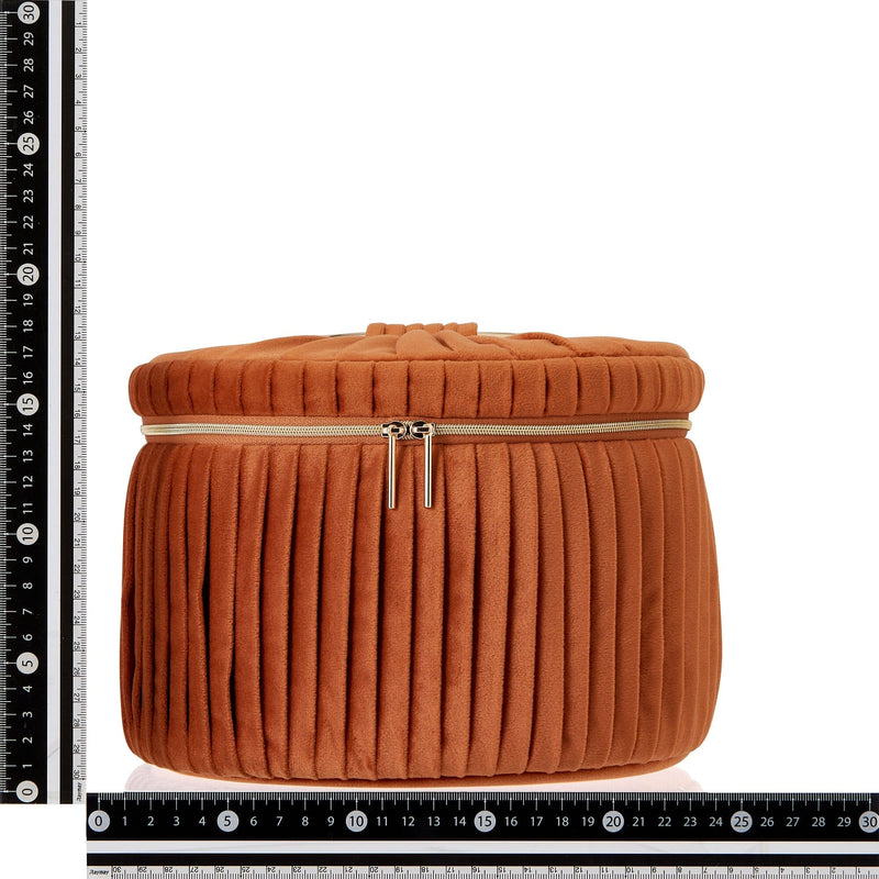 天鵝絨褶皺化妝包 大號 橙色