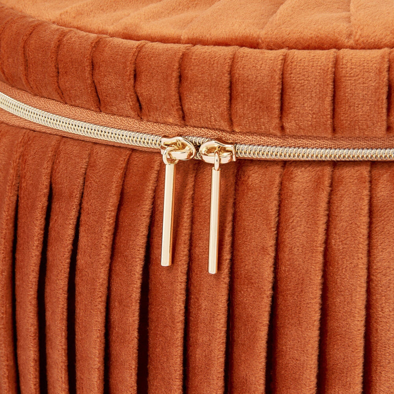 天鵝絨褶皺化妝包 大號 橙色