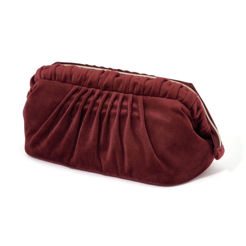 Velour Pleat Wire Pouch Wine