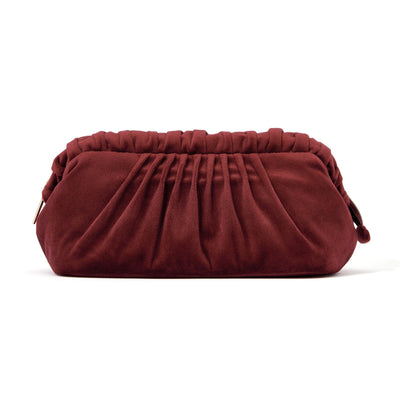 Velour Pleat Wire Pouch Wine