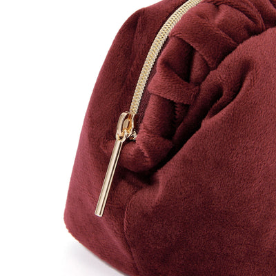 Velour Pleat Wire Pouch Wine