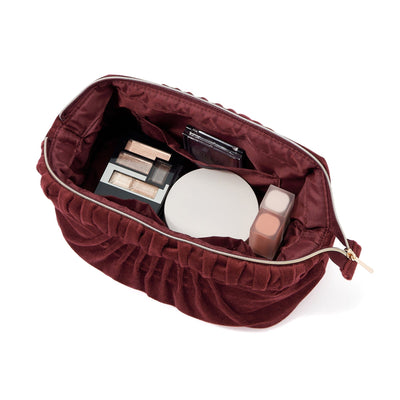 Velour Pleat Wire Pouch Wine