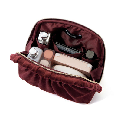 Velour Pleat Stand Pouch Wine