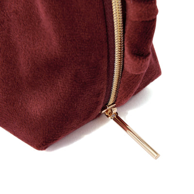 Velour Pleat Stand Pouch Wine