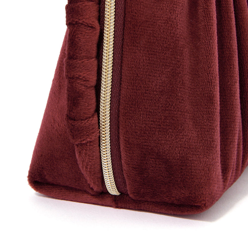Velour Pleat Stand Pouch Wine