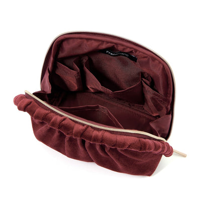 Velour Pleat Stand Pouch Wine