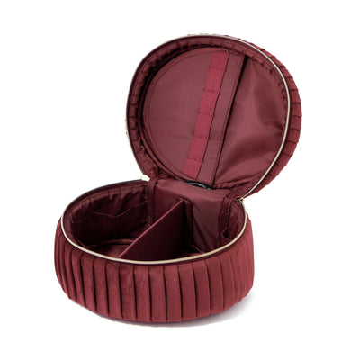 Velour Pleat Vanity Pouch Small Wine