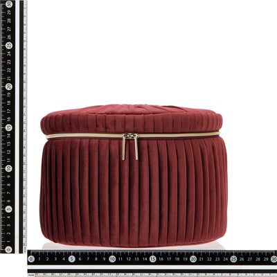 Velour Pleat Vanity Pouch Large Wine