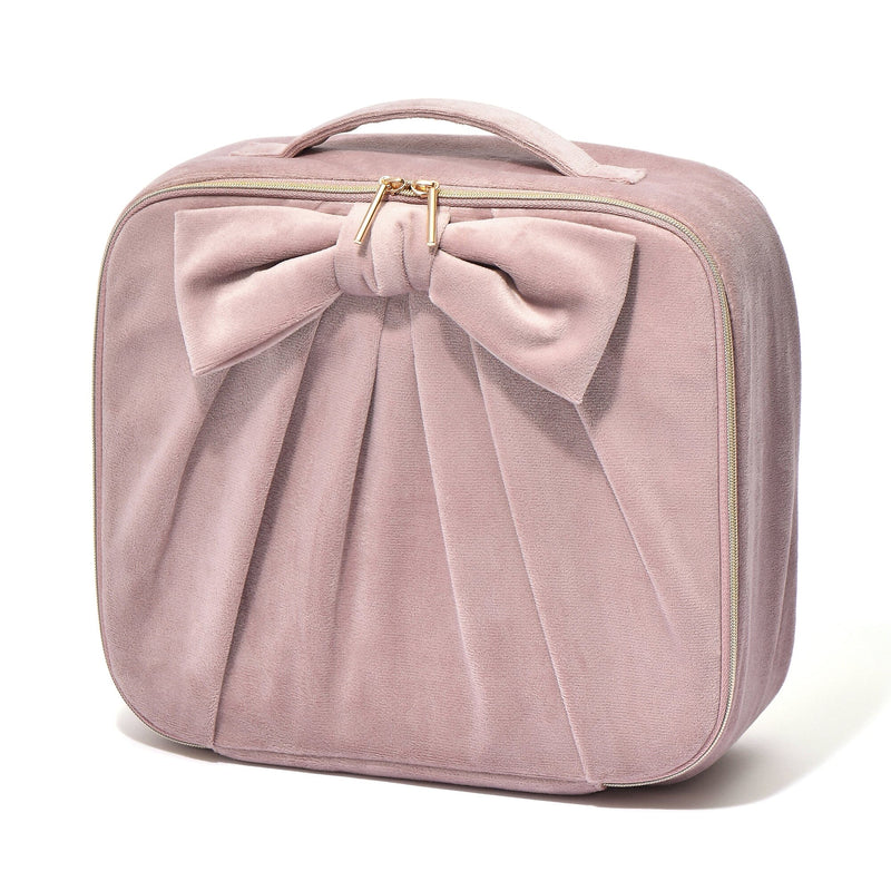Velour Ribbon Makeup Bag Pink