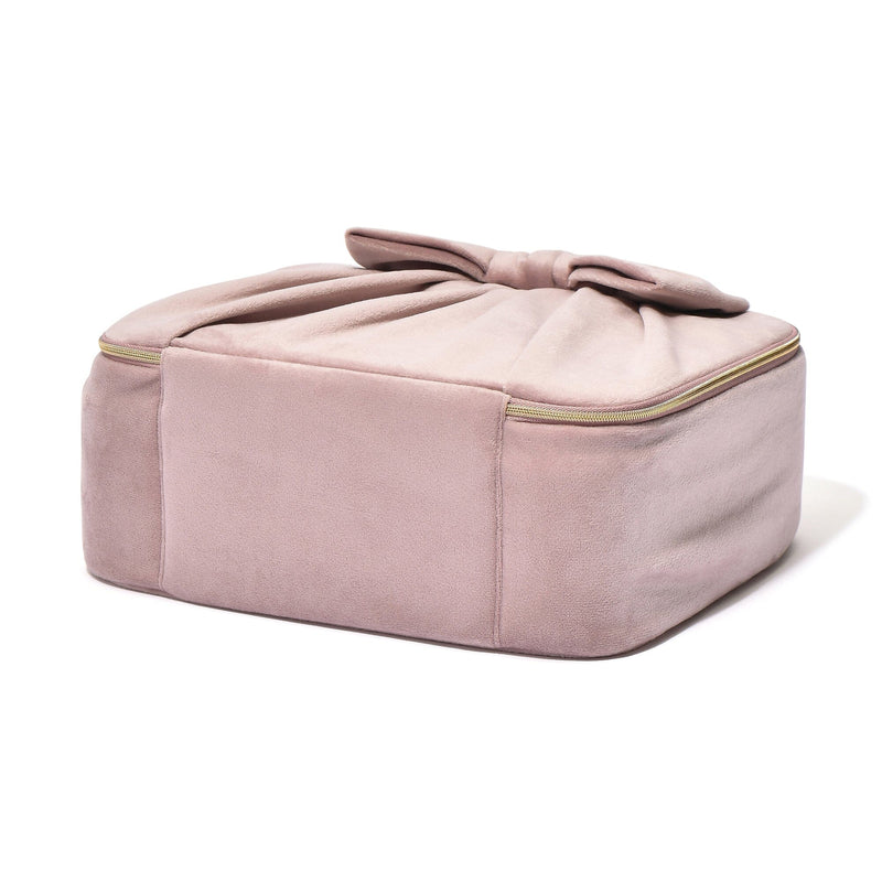 Velour Ribbon Makeup Bag Pink