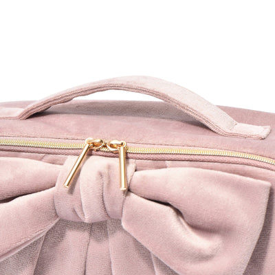 Velour Ribbon Makeup Bag Pink
