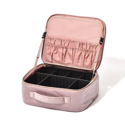 Velour Ribbon Makeup Bag Pink