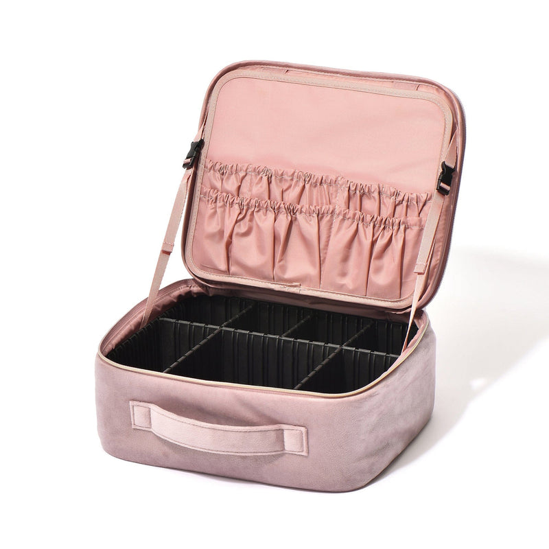 Velour Ribbon Makeup Bag Pink