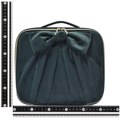 Velour Ribbon Makeup Bag Green
