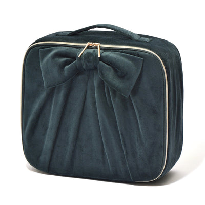 Velour Ribbon Makeup Bag Green