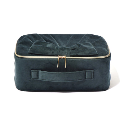 Velour Ribbon Makeup Bag Green