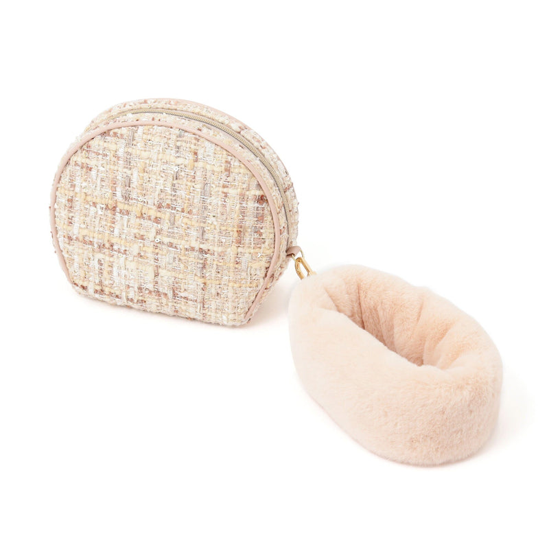 Tweed Fur Pouch Small Light Pink