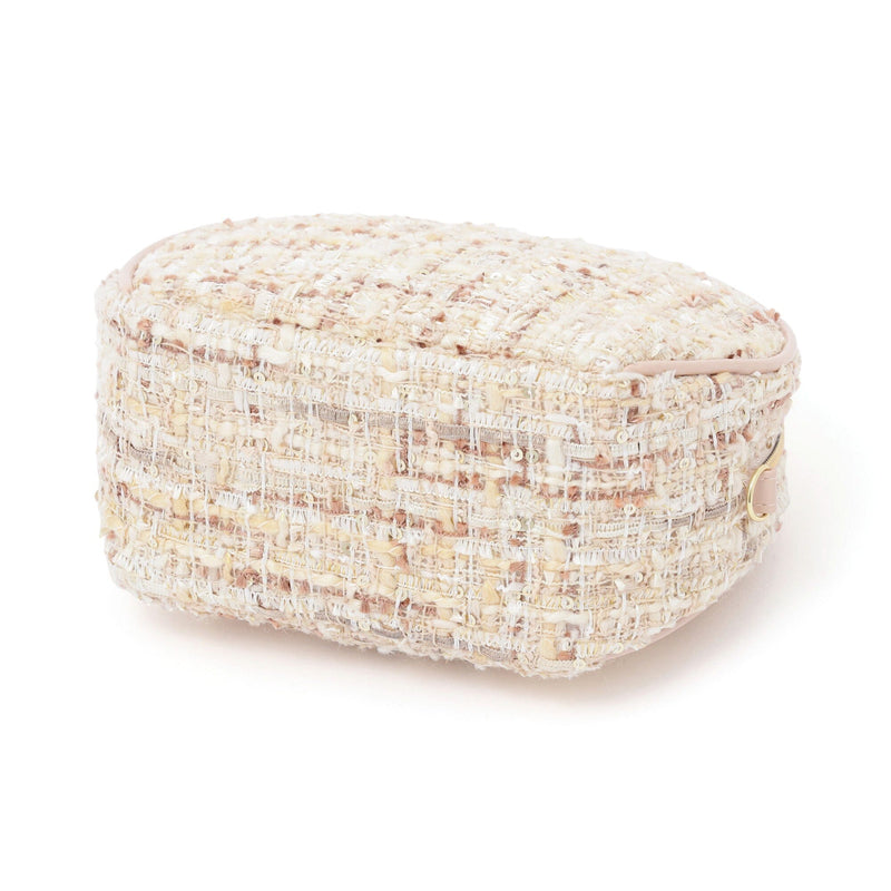 Tweed Fur Pouch Small Light Pink