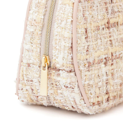 Tweed Fur Pouch Small Light Pink