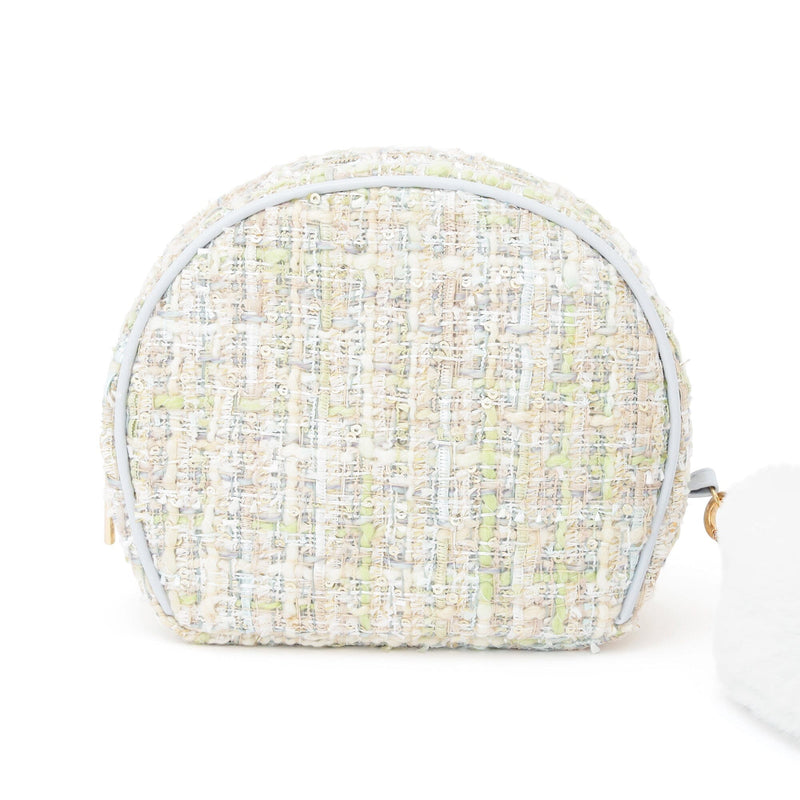 Tweed Fur Pouch Small Light Blue