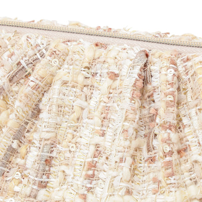 Tweed Fur Wire Pouch In Light Pink