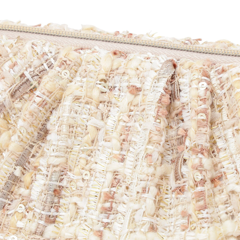 Tweed Fur Wire Pouch In Light Pink