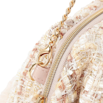 Tweed Fur Wire Pouch In Light Pink