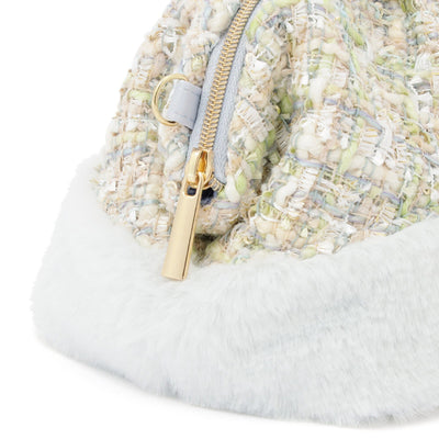 Tweed Fur Wire Pouch Light Blue