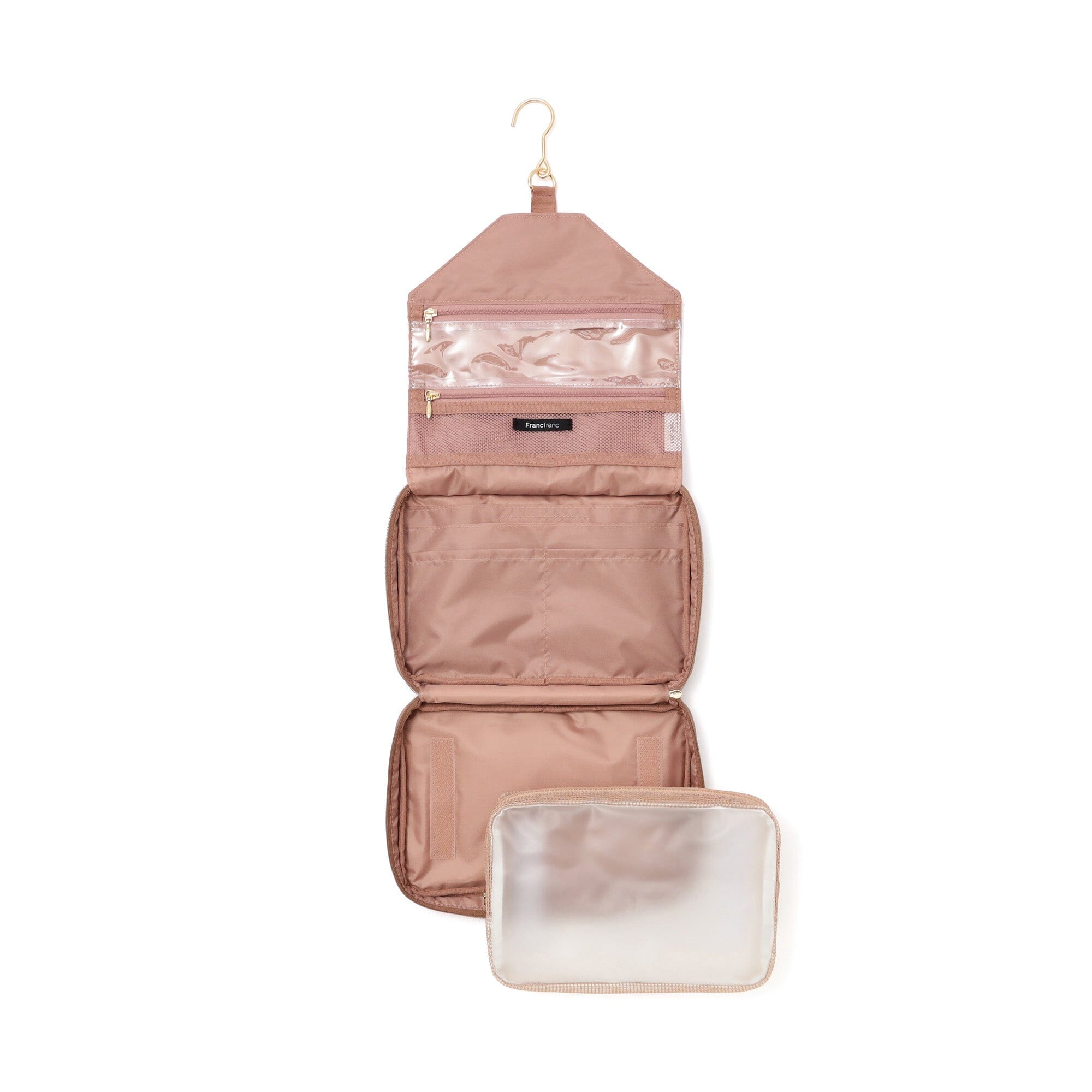 Bicolor Hanging Pouch Large Pink x Brown