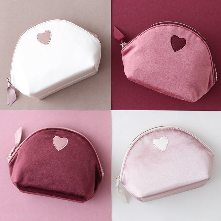 Heart Patch Satin Pouch Small Ivory