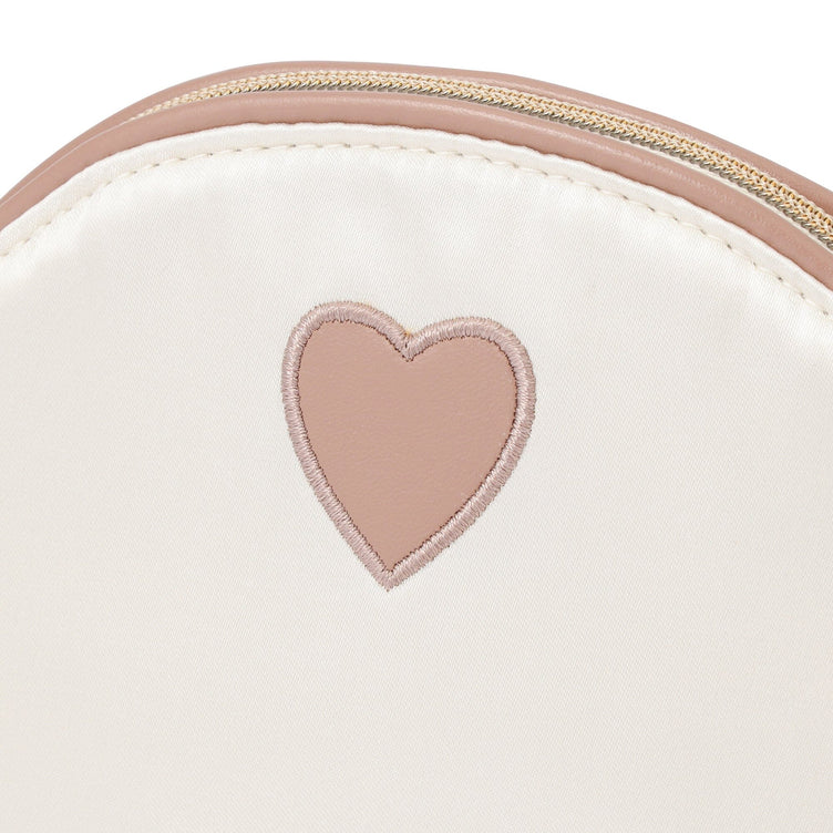 Heart Patch Satin Pouch Small Ivory