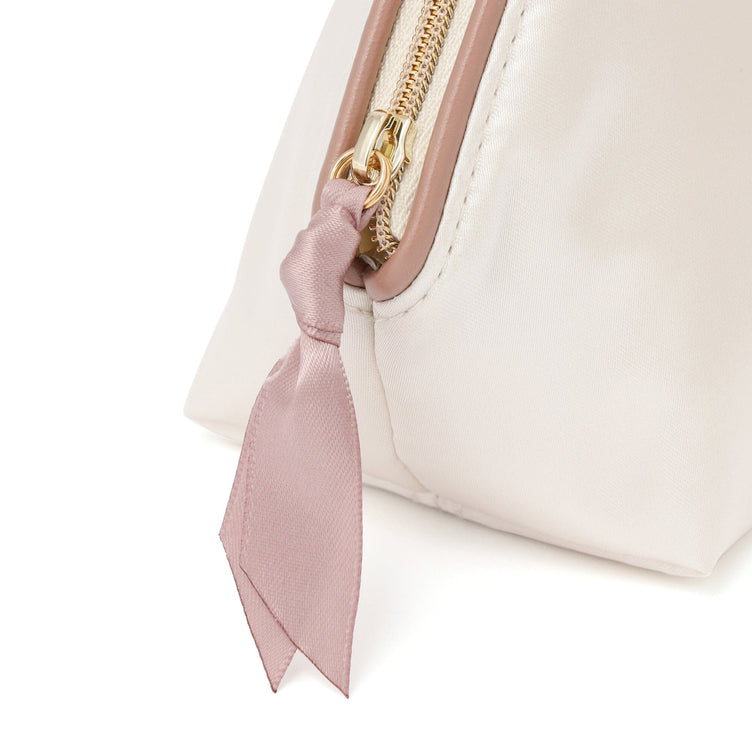 Heart Patch Satin Pouch Small Ivory