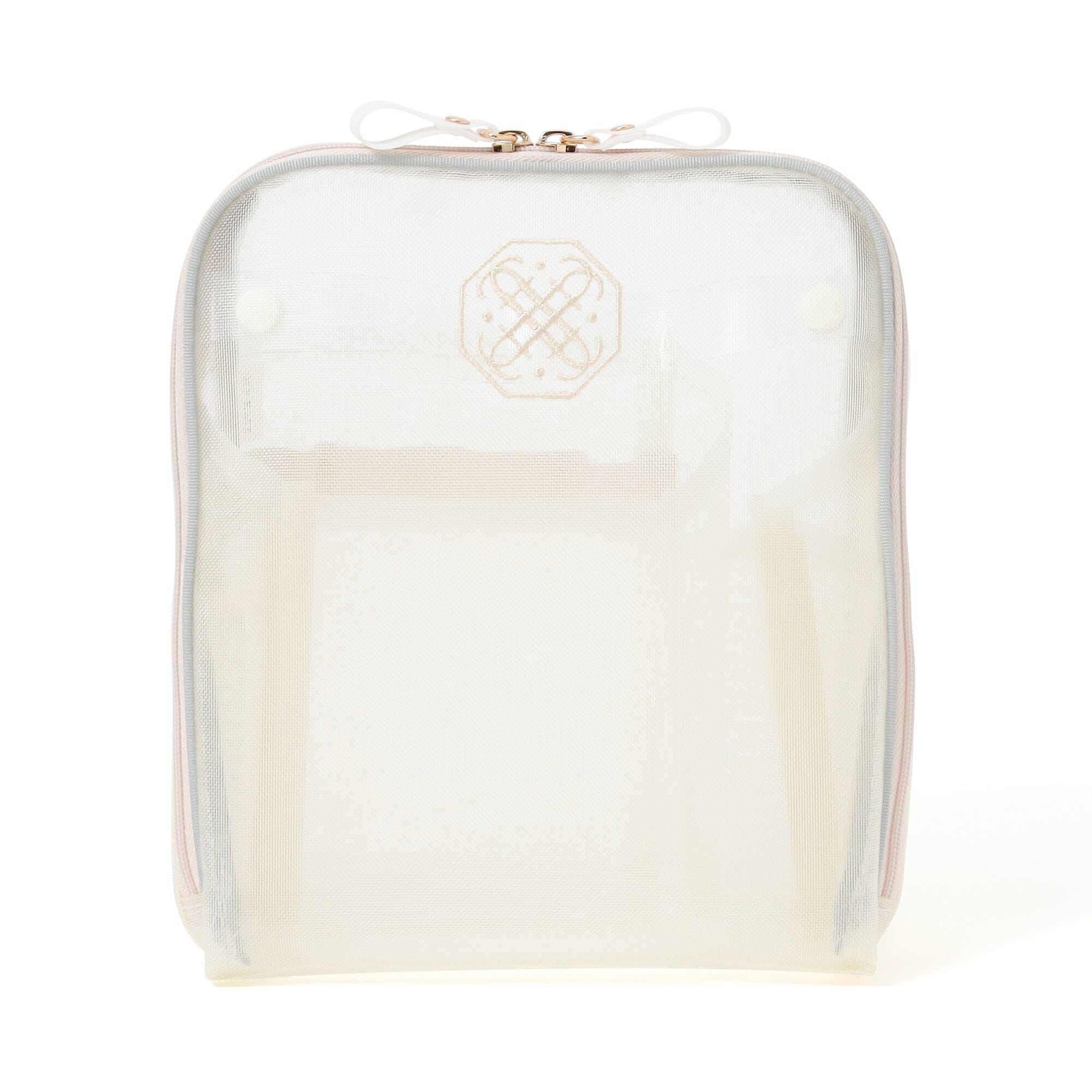 Bicolor Satin Mesh Tool Stand Pouch Mint X Ivory