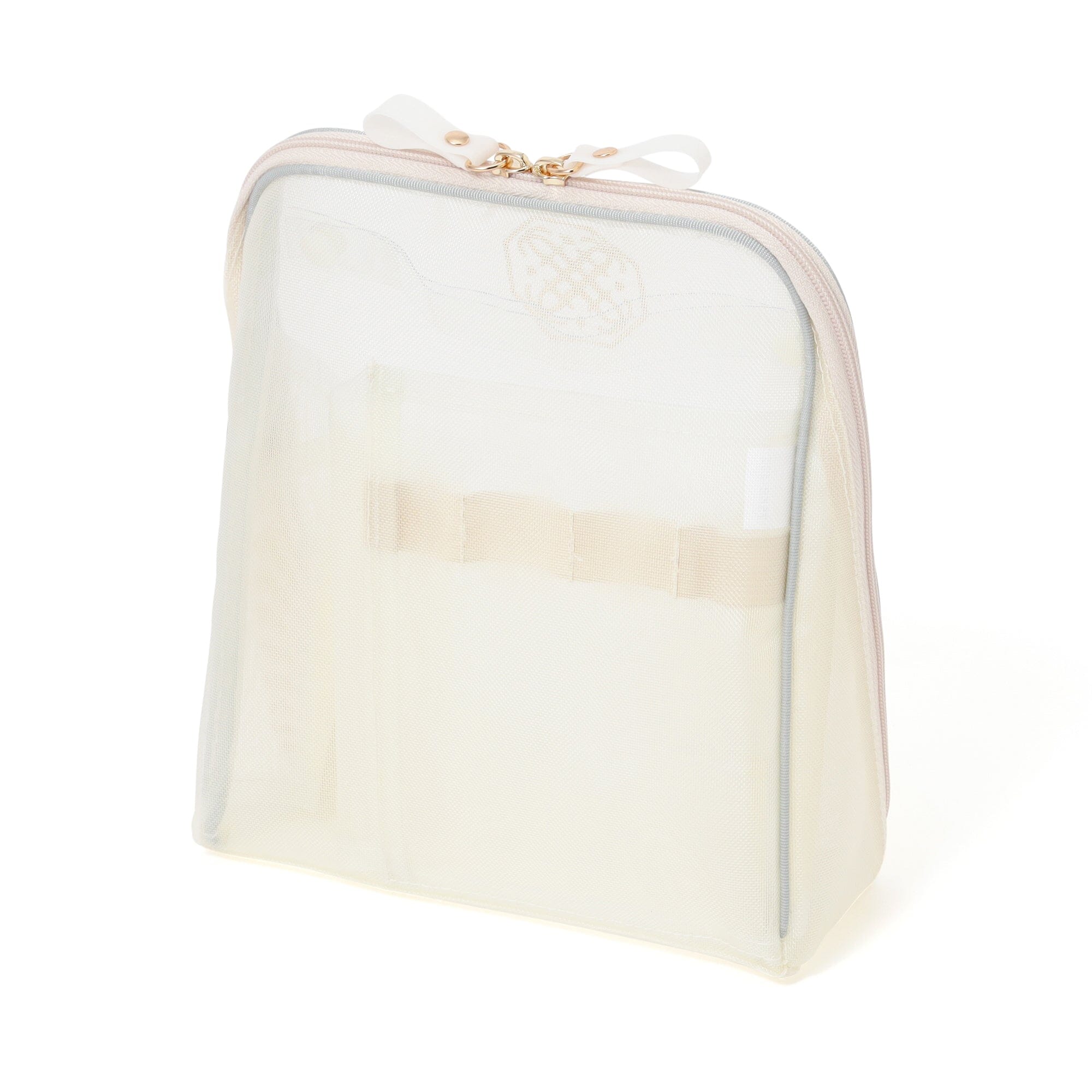 Bicolor Satin Mesh Tool Stand Pouch Mint X Ivory