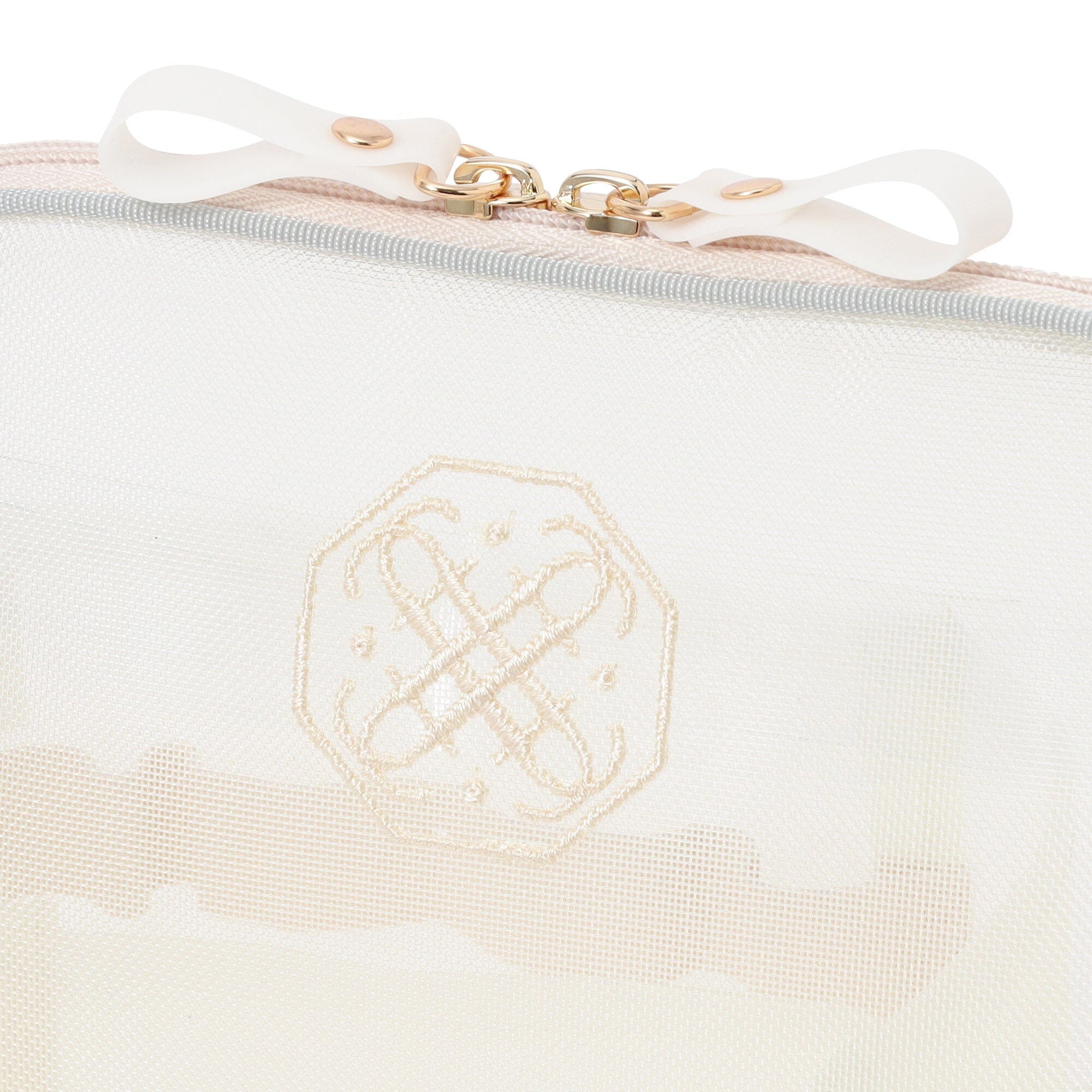Bicolor Satin Mesh Tool Stand Pouch Mint X Ivory