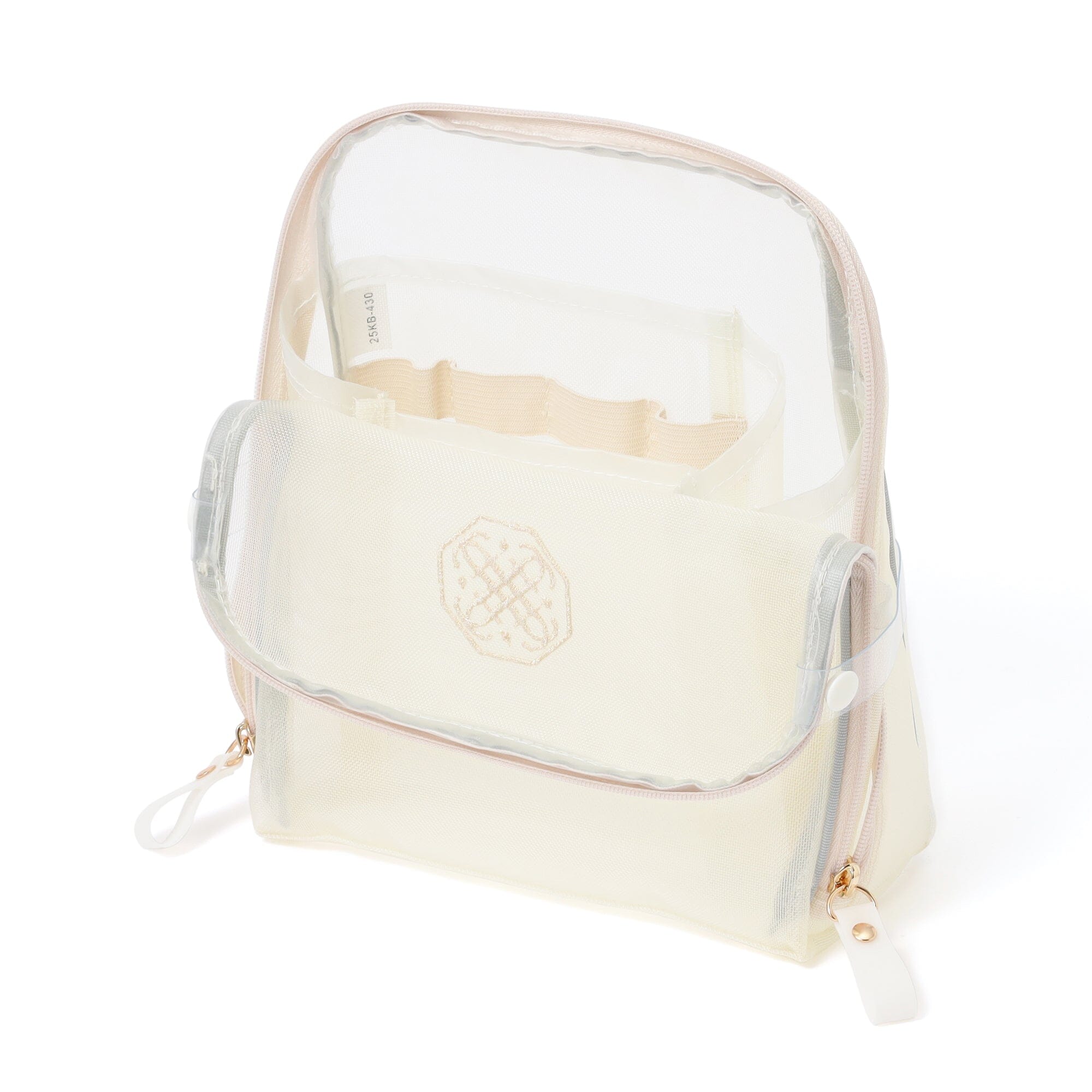 Bicolor Satin Mesh Tool Stand Pouch Mint X Ivory