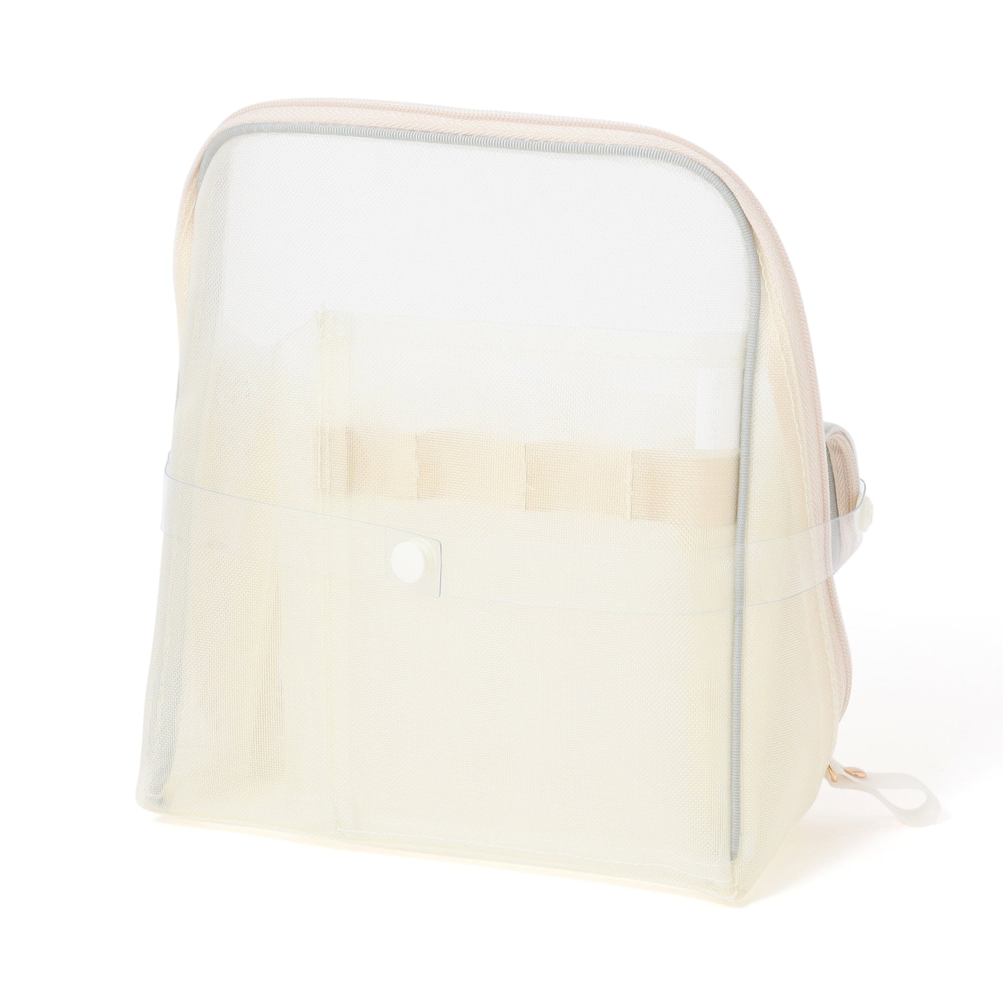 Bicolor Satin Mesh Tool Stand Pouch Mint X Ivory